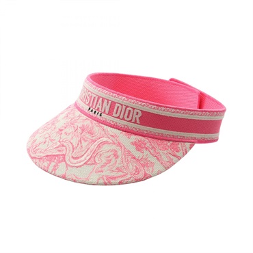 Dior Toile de Jouy Sun Visor hats cotton White Pink Used Women logo