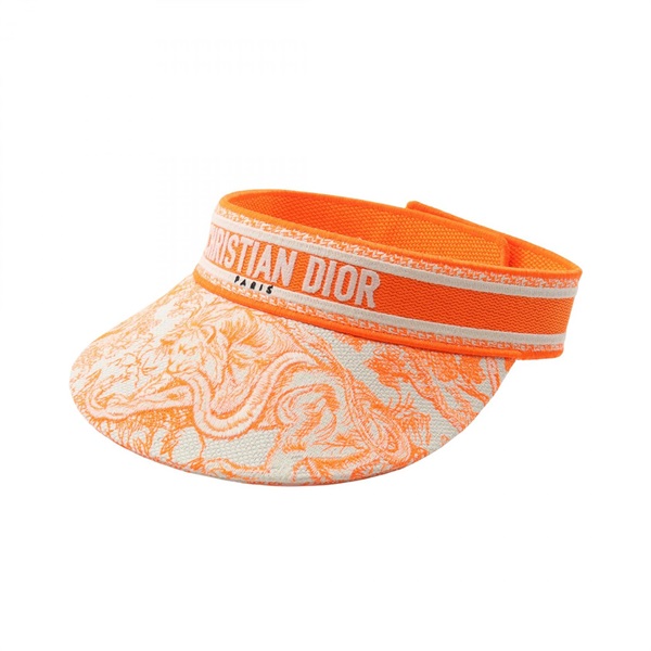 Dior Toile de Jouy Sun Visor hats cotton White Orange Used Women logo