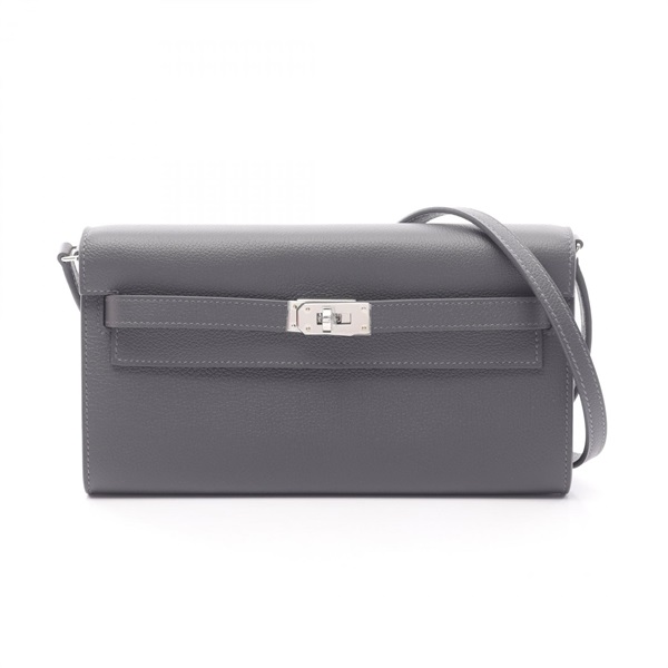 HERMES Kelly to Go Shoulder Bag Evercolor leather Gray Ardoise Used Women K SHW