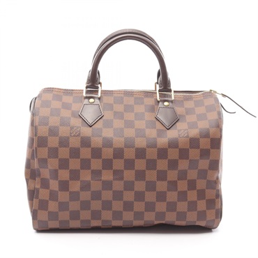 LOUIS VUITTON Speedy 30 Handbag N41531 Damier Canvas Leather Brown Ebene LV