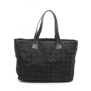 CHANEL New Travel Line MM Tote Bag A15991 leather Nylon canvas Black GHW Used