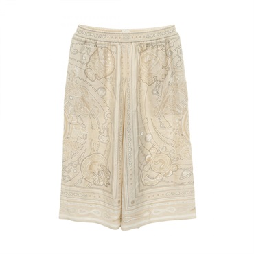 HERMES Candy Libris Bandana Pants silk Beige Used Women size 38