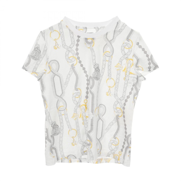 HERMES Parfroy Remix T-shirt Tops cotton White Gray Yellow Used Women size 36