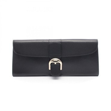 Delvaux business second clutch bag leather Black Used Women