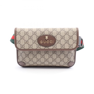 GUCCI GG Supreme Neo Vintage Sherry Line Waist bag canvas leather Beige Used