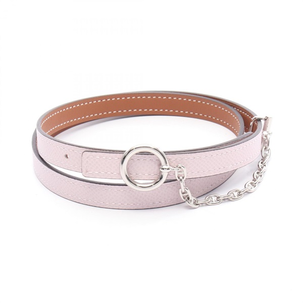 HERMES Carrousel Treffle belt Epsom Swift leather Pink Brown Used Women B SHW