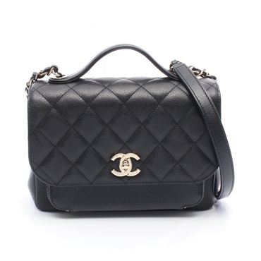 CHANEL Business Affinity Matelasse Shoulder Bag A93607 Calfskin Black Used GHW