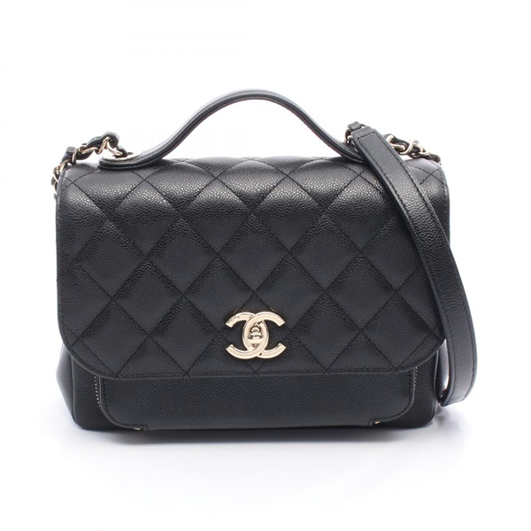 CHANEL Business Affinity Matelasse Shoulder Bag A93607 Calfskin Black Used GHW