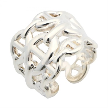 HERMES EnchaineeGM Ring Ag925 Used Women US Size 6 / JP Size 12