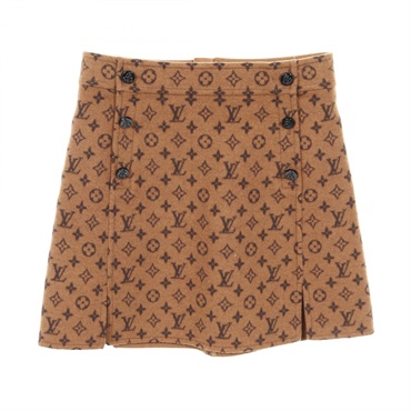 LOUIS VUITTON Monogram skirt RW201W QS3 FISK01 wool Brown Used Women #34
