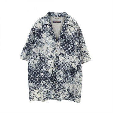 LOUIS VUITTON Hawaiian Tapestry Monogram Denim Shirt HKS02W cotton Blue #XL mens