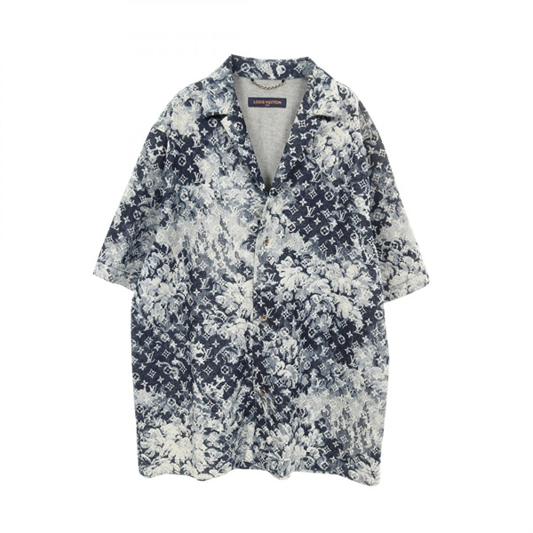 LOUIS VUITTON Hawaiian Tapestry Monogram Denim Shirt HKS02W cotton Blue #XL mens