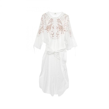 HERMES Dress cotton White Used Women size 38