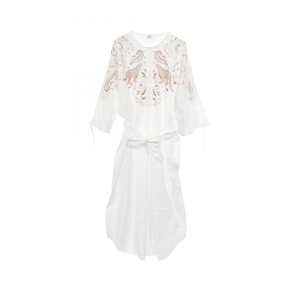 HERMES Dress cotton White Used Women size 38