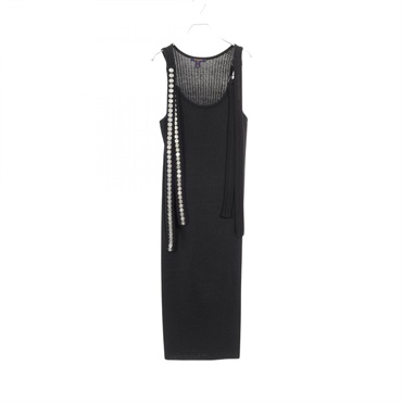 LOUIS VUITTON Sleeveless Dress cotton Nylon Black Size M Used Women