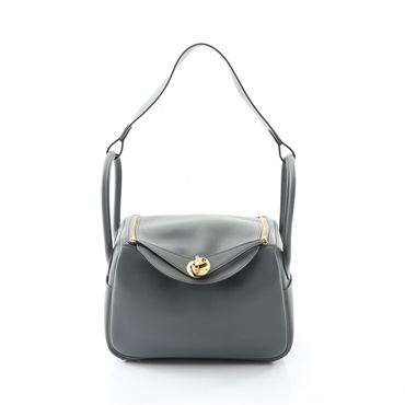 HERMES Lindy 26 Shoulder Hand Bag Evercolor leather Green Vert amande Used K GHW