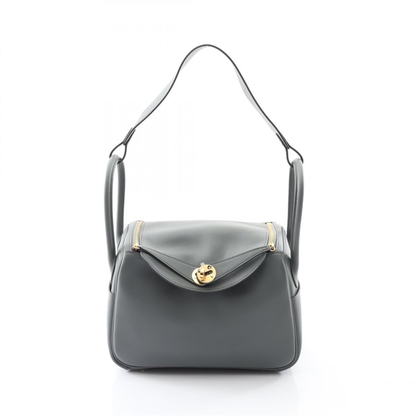HERMES Lindy 26 Shoulder Hand Bag Evercolor leather Green Vert amande Used K GHW