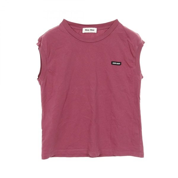 Miu Miu Tank top sleeveless T-shirt #S cotton Pink Used Women