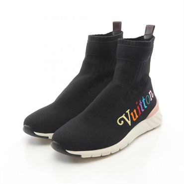 LOUIS VUITTON After Game Line Socks sneakers Shoes #40.5 High-cut Black Used LV
