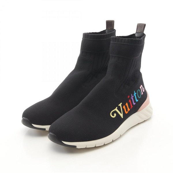 LOUIS VUITTON After Game Line Socks sneakers Shoes #40.5 High-cut Black Used LV