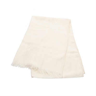 HERMES New Libris Stole silk cashmere White Used Women