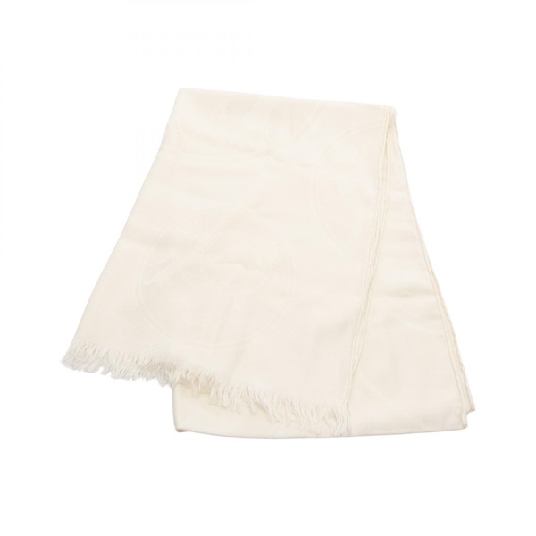 HERMES New Libris Stole silk cashmere White Used Women