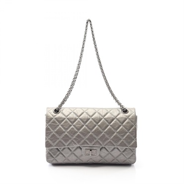 CHANEL 2.55 Matelasse W flap Chain Shoulder Bag leather Used Women SHW COCO CC