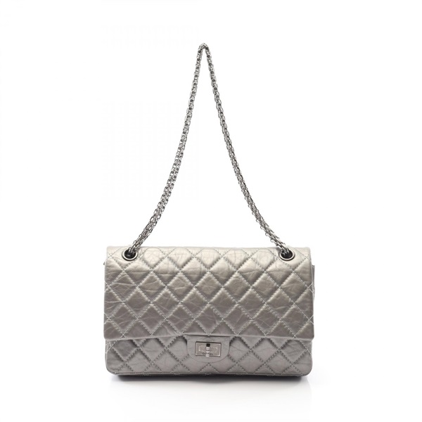 CHANEL 2.55 Matelasse W flap Chain Shoulder Bag leather Used Women SHW COCO CC