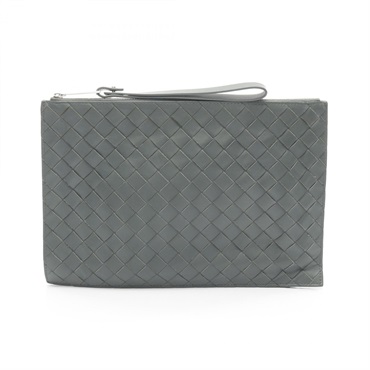 BOTTEGA VENETA Intrecciato business second clutch bag leather Green Used