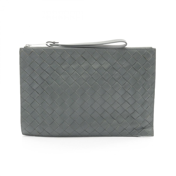 BOTTEGA VENETA Intrecciato business second clutch bag leather Green Used