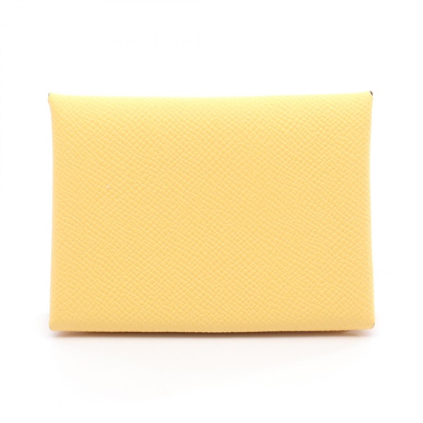 HERMES Calvi duo coin purse wallet K Epsom Yellow Sun SHW Women