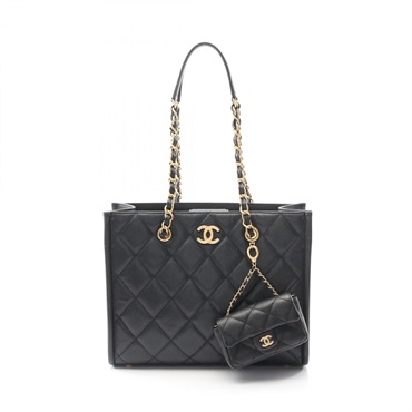 CHANEL Matelasse small shopping Tote Bag AS4940 Calfskin Black Women GHW COCO CC