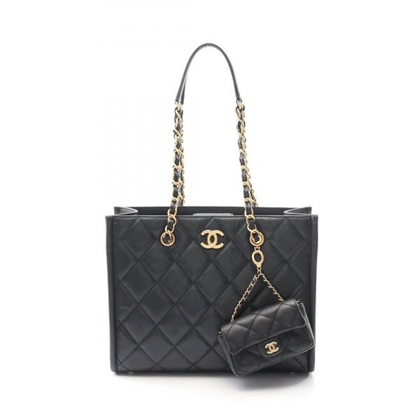 CHANEL Matelasse small shopping Tote Bag AS4940 Calfskin Black Women GHW COCO CC