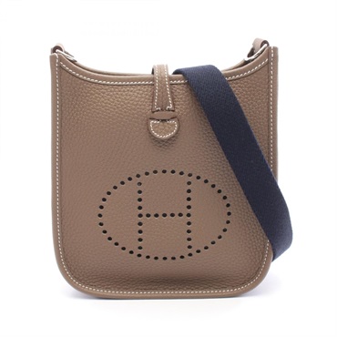 HERMES Evelyne 3 PM Shoulder Bag Clemence leather Etoupe Grey Used Women SHW K