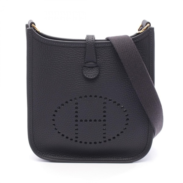 HERMES Evelyne Troyes PM Shoulder Bag Clemence leather Navy Caban Used K GHW