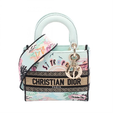 Christian Dior LADY D-LITE Small crossbody Handbag canvas Green Black jacquard