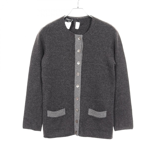 CHANEL Sweater Cardigan set P11472W02426 cashmere Gray Used Women size 38