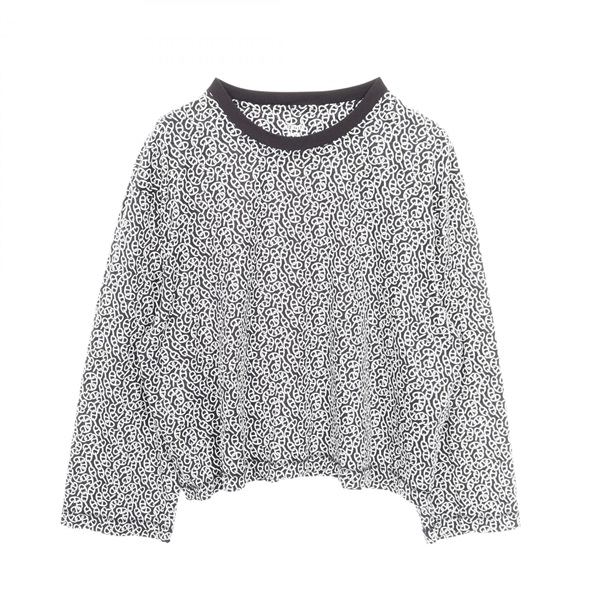 HERMES Naoussa Chaine Print T-shirt #42 cotton Black White Used Women