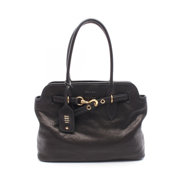 Miu Miu Aventure Medium Shoulder Bag 5BG291 nappa leather Black Used Women