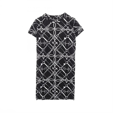 HERMES PARCOURS SANS FAUTE T-shirt Dress #34 cotton Black Gray Used Women