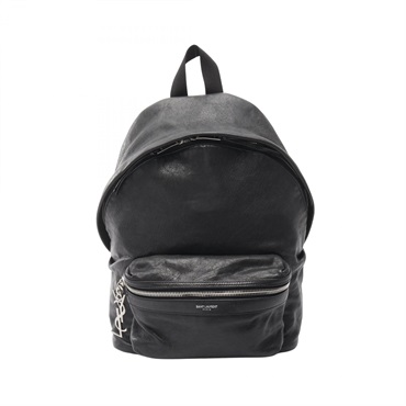 SAINT LAURENT PARIS City Rucksack Backpack bag 462807 leather canvas Black Used