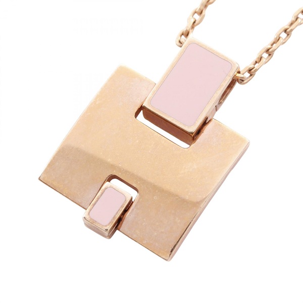 HERMES EILEEN Necklace 45~50cm Gold Plated Pink Used Women