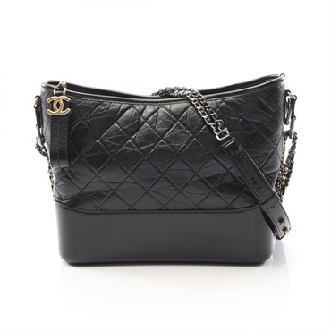 CHANEL Gabriel de Chanel large Hobo chain Shoulder Bag Calfskin Black Used Women