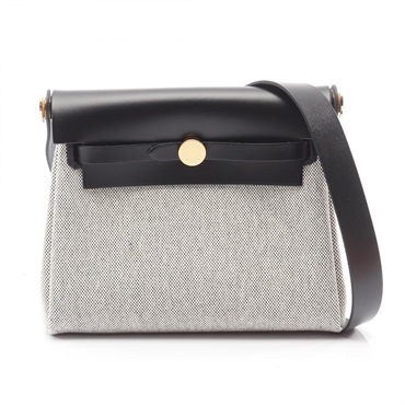 HERMES Herbag Zip Mini Le Tourne Shoulder Bag Toile H Ecru leather Used GHW K