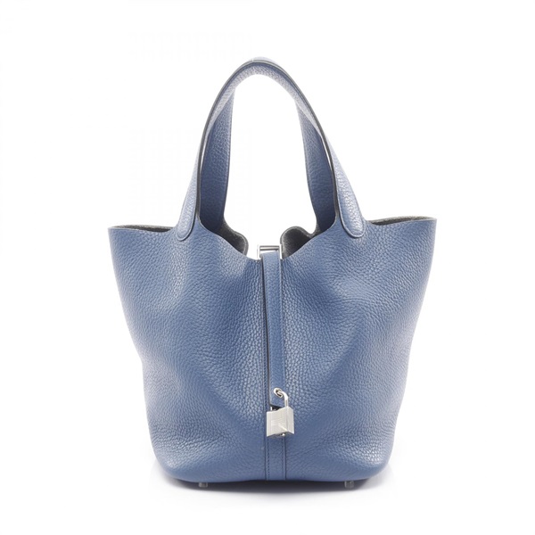 HERMES Picotin Lock MM Tote Handbag Clemence leather Blue agate SHW Used X Women