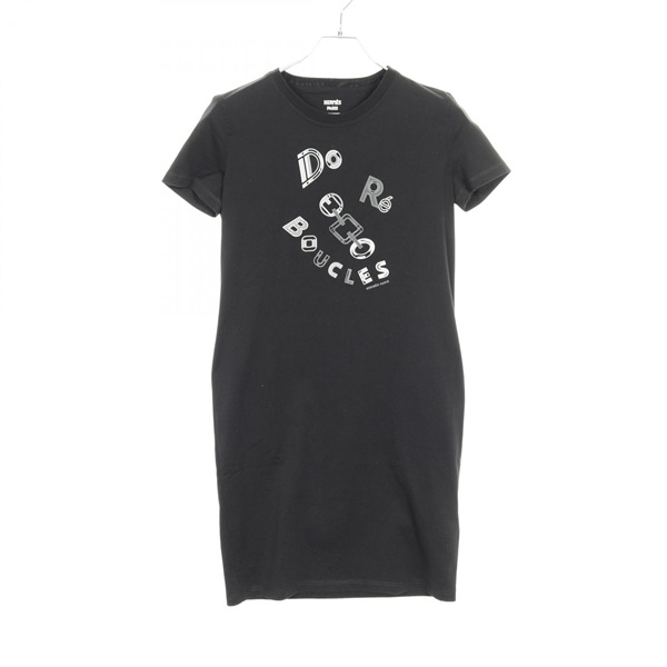 HERMES Micro Dress long T-shirt 3H4506DL cotton Black Used Women #34