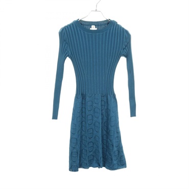 HERMES ribbed Dress knitwear 16-7703 silk Green Used Women #34