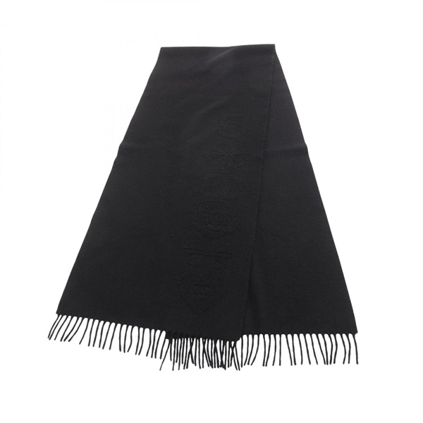 CHANEL COCO Mark Camelia Scarf Black Used Women CC