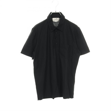 HERMES Polo shirt Tops half sleeve cotton Black Used mens size S