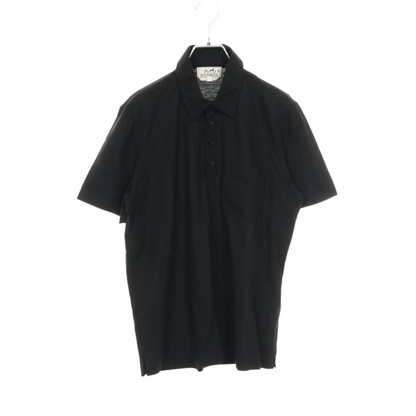 HERMES Polo shirt Tops half sleeve cotton Black Used mens size S